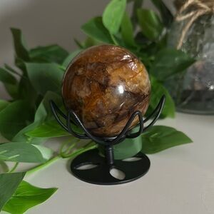 Stunning Golden Healer Sphere with Lotus Stand